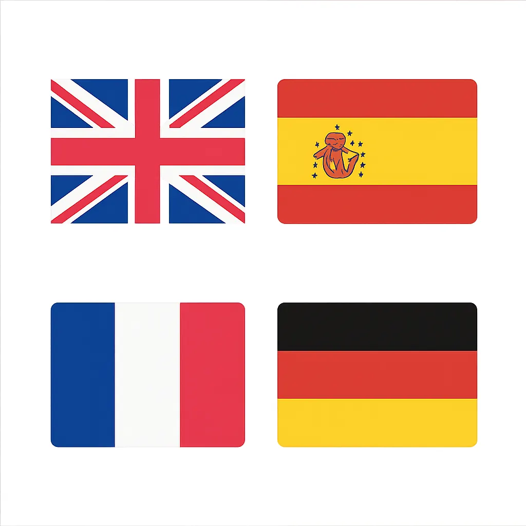 Language selection icon for four-language audio guide